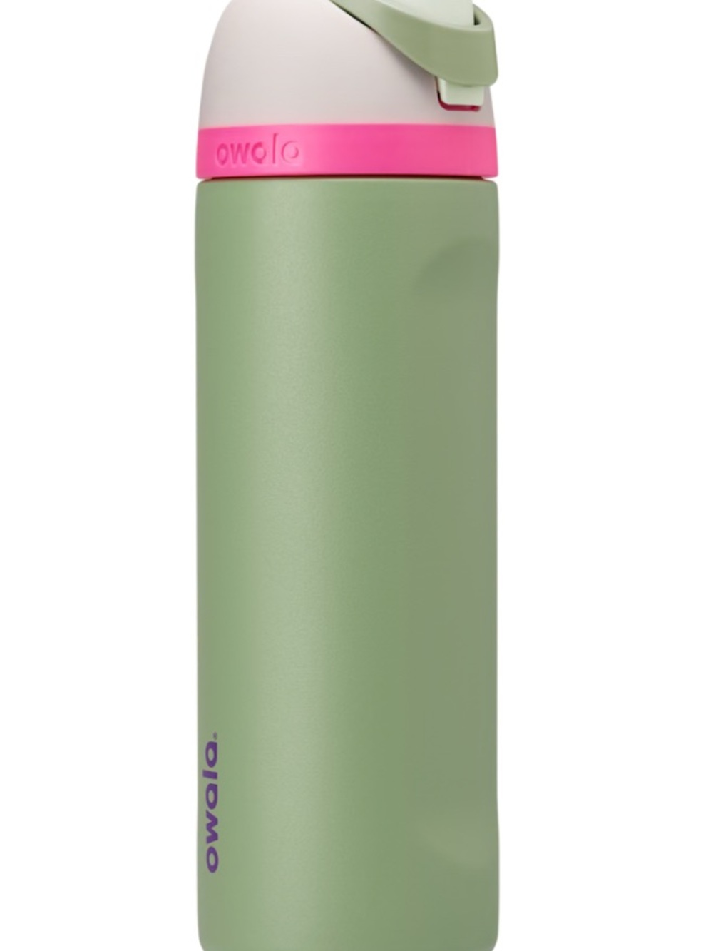 Owala Neo Green Stainless Beverage Bottle with Pink Accent